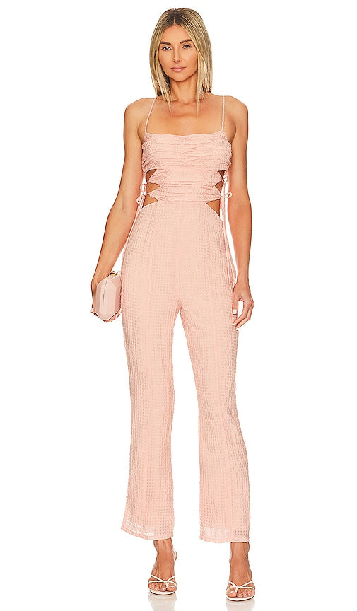 MAJORELLE Nikita Jumpsuit in Blush - Combinaison MAJORELLE Nikita en Blush - MAJORELLE Nikita 腮红连身裤 - MAJORELLE Nikita Jumpsuit in Blush - MAJORELLE 니키타 점프수트 - Tuta MAJORELLE Nikita in blush