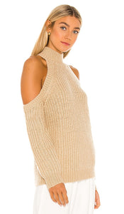 MAJORELLE Estrid Cold Shoulder Sweater in Tan