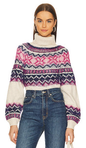 MAJORELLE Lizelle Fair Isle Sweater in Ivory - MAJORELLE Pull Lizelle Fair Isle en ivoire - MAJORELLE Lizelle 象牙色 Fair Isle 毛衣 - MAJORELLE Lizelle Fair-Isle-Pullover in Elfenbein - MAJORELLE Lizelle 페어 아일 스웨터 아이보리 색상 - MAJORELLE Maglione Fair Isle Lizelle in avorio