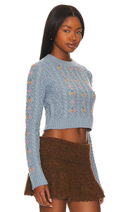 MAJORELLE Mansi Cropped Sweater in Blue