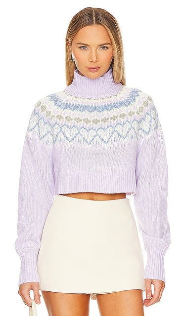 MAJORELLE Tamera Fairisle Sweater in Lavender - MAJORELLE Tamera Fairisle Pull en Lavande - MAJORELLE Tamera Fairisle 薰衣草色毛衣 - MAJORELLE Tamera Fairisle Pullover in Lavendel - MAJORELLE Tamera Fairisle 스웨터 라벤더 색상 - MAJORELLE Maglione Fairisle Tamera in lavanda