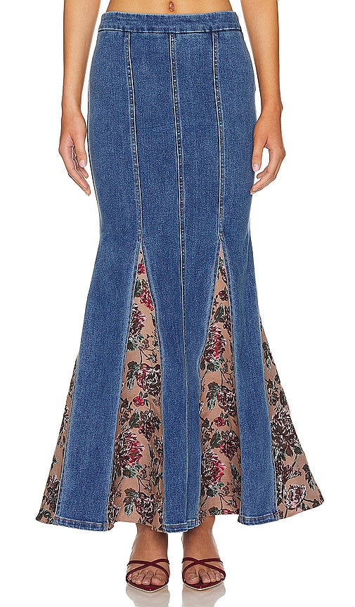 MAJORELLE Luda Maxi Skirt in Blue
