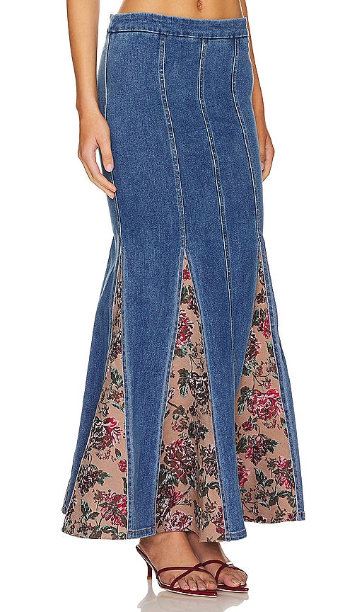 MAJORELLE Luda Maxi Skirt in Blue