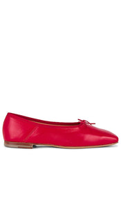 Mansur Gavriel Square Toe Ballerina Flat in Red | Poppy Ballet Flats for Women