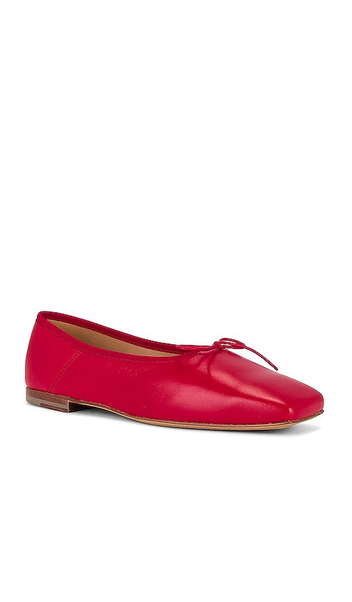 Mansur Gavriel Square Toe Ballerina Flat in Red