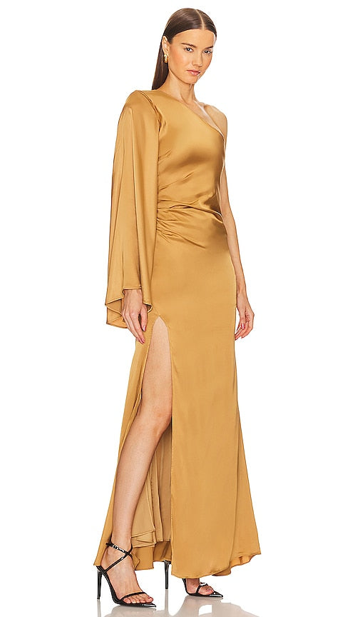Michael Costello x REVOLVE Mae Gown in Metallic Gold
