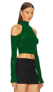 Michael Costello Jesseni Cold Shoulder Top in Green