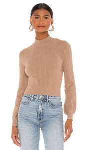 Michael Costello x REVOLVE Cropped Open Back Mock Neck in Beige