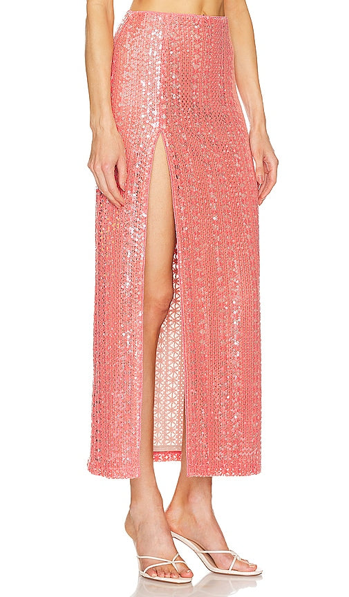 Michael Costello x REVOLVE Catiana Midi Skirt in Coral