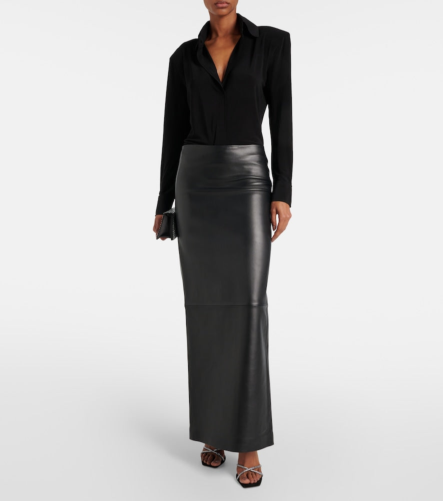 M√É¬¥not Low-rise leather maxi skirt