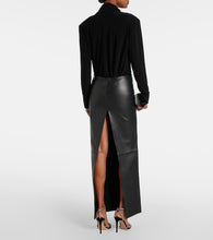 M√É¬¥not Low-rise leather maxi skirt