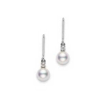 MIKIMOTO 7mm Akoya Cultured Pearl Drop Earrings 1/15ctw