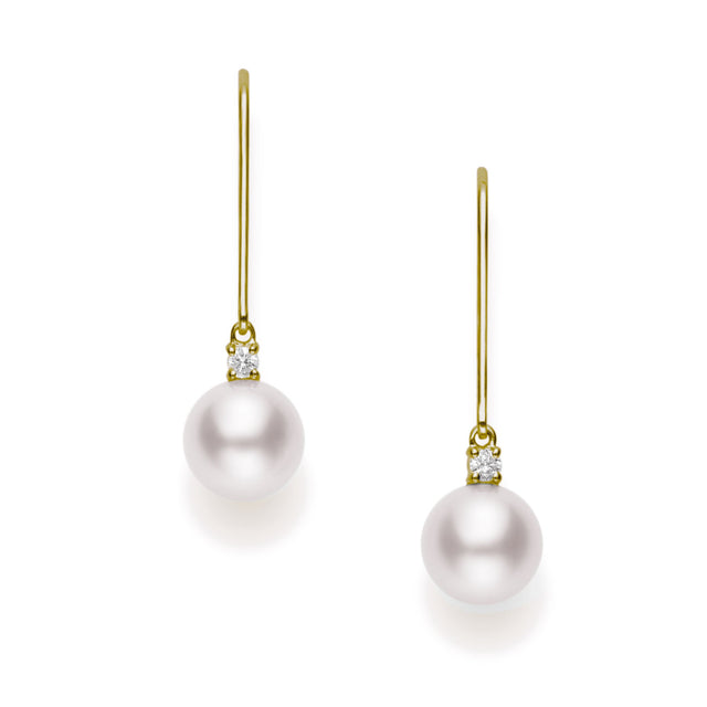 MIKIMOTO Akoya Cultured Pearl Leverback Earrings with 1/20ctw Diamonds