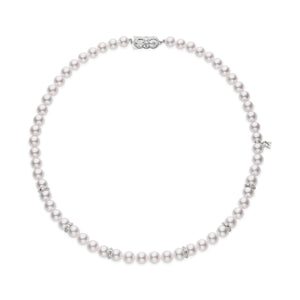 MIKIMOTO Akoya Cultured Pearl Strand Necklace with Six Diamond Rondells