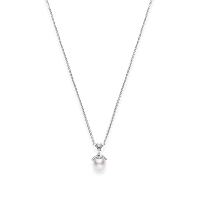 MIKIMOTO Akoya Cultured Pearl and 1/5ctw Diamond White Gold Pendant Necklace | Embrace