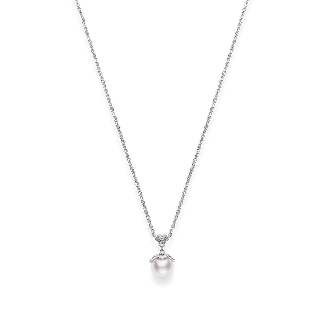 MIKIMOTO Akoya Cultured Pearl and 1/5ctw Diamond White Gold Pendant Necklace | Embrace