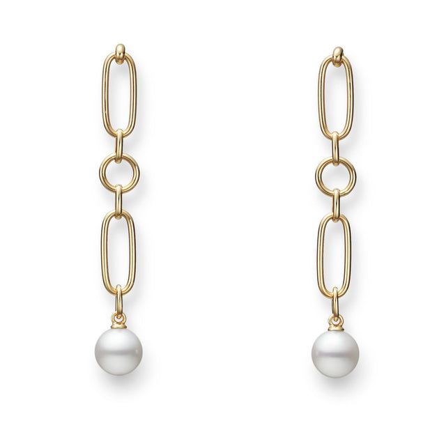 MIKIMOTO M Code Akoya Cultured Pearl Earrings, 18k Yellow Gold