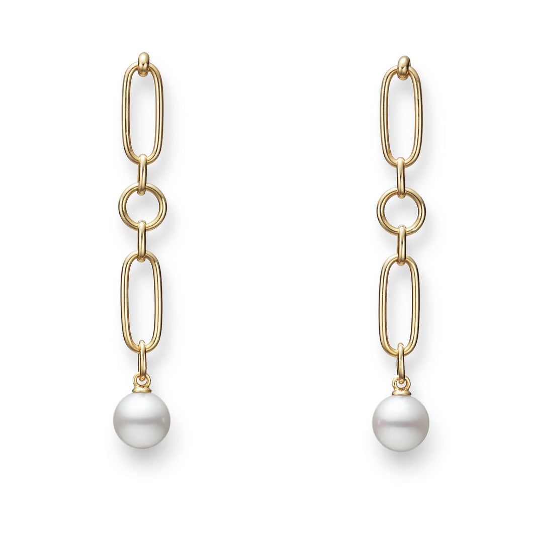 MIKIMOTO M Code Akoya Cultured Pearl Earrings, 18k Yellow Gold