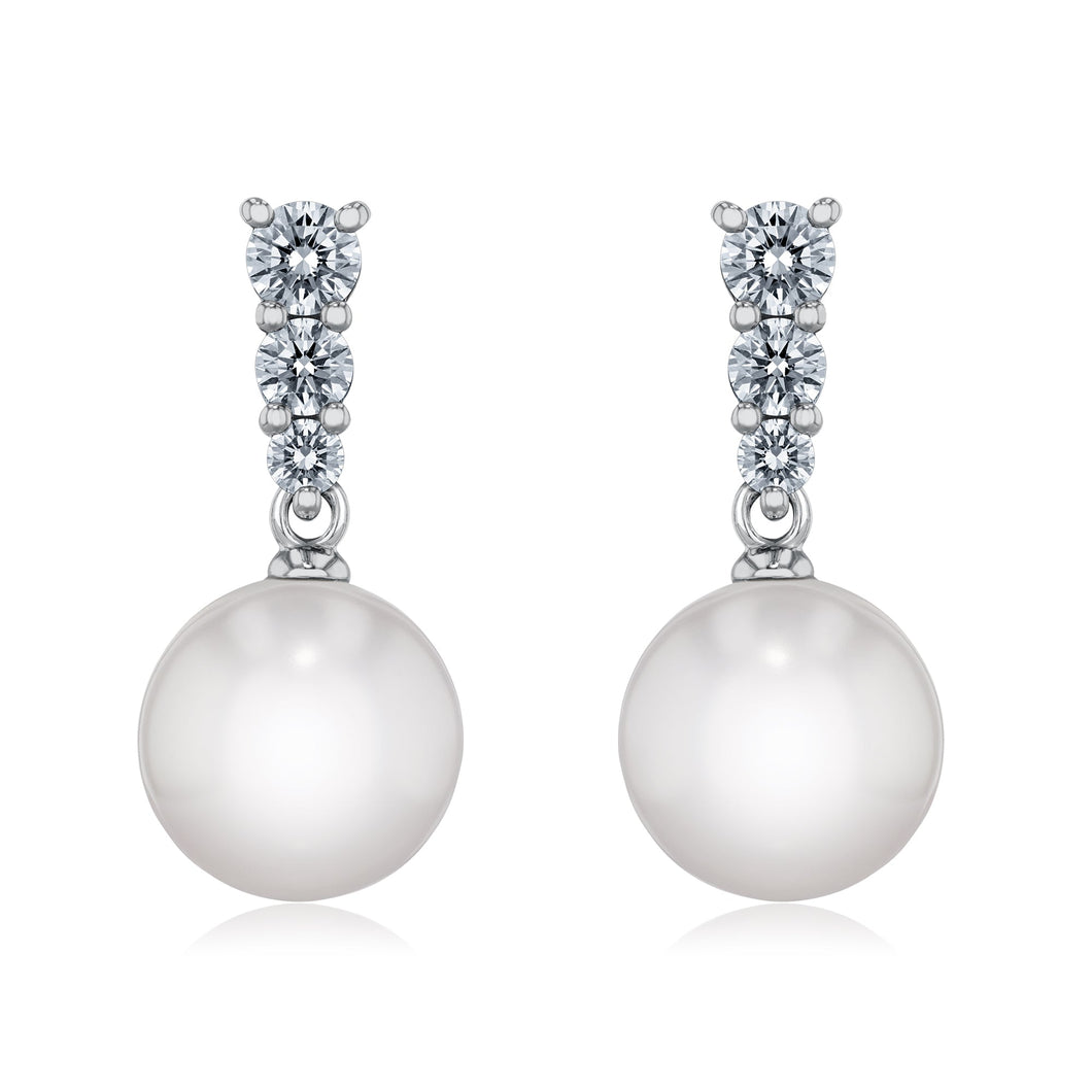MIKIMOTO Morning Dew Akoya Cultured Pearl and 1/2ctw Diamond Drop Earrings