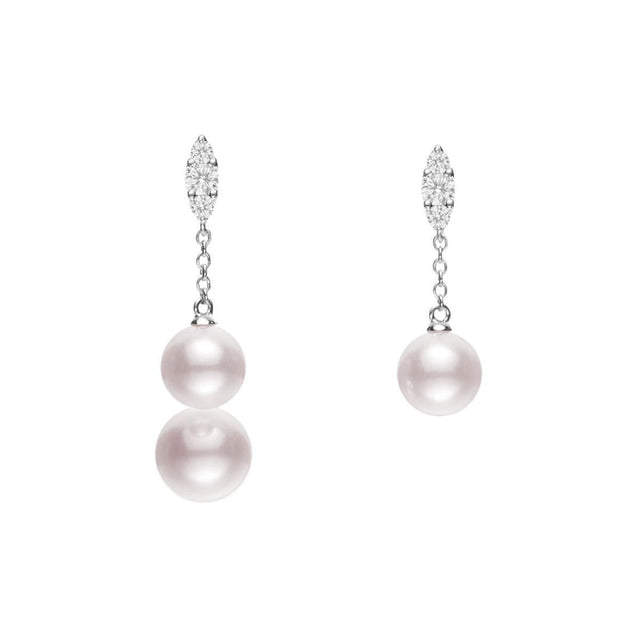 MIKIMOTO Morning Dew Akoya Cultured Pearl and Diamond Earrings 1/5ctw