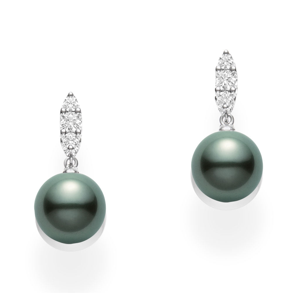 MIKIMOTO Morning Dew Black South Sea Pearl Drop Earrings