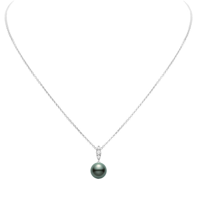 MIKIMOTO Morning Dew Black South Sea Pearl and Diamond Pendant Necklace
