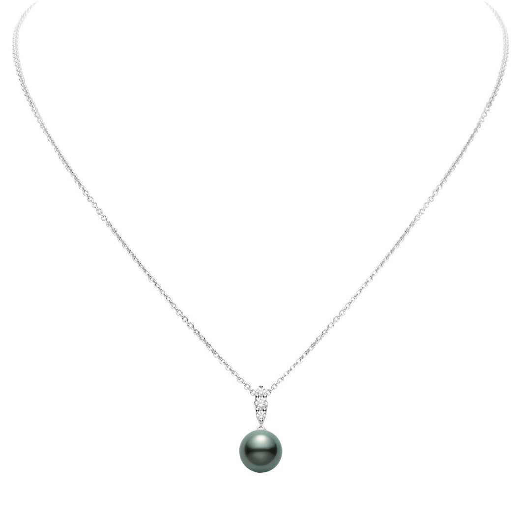 MIKIMOTO Morning Dew Black South Sea Pearl and Diamond Pendant Necklace