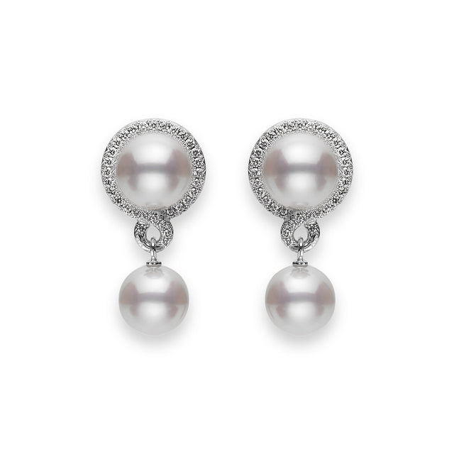 MIKIMOTO Petit Soleil Akoya Cultured Pearl and Diamond Drop Earrings