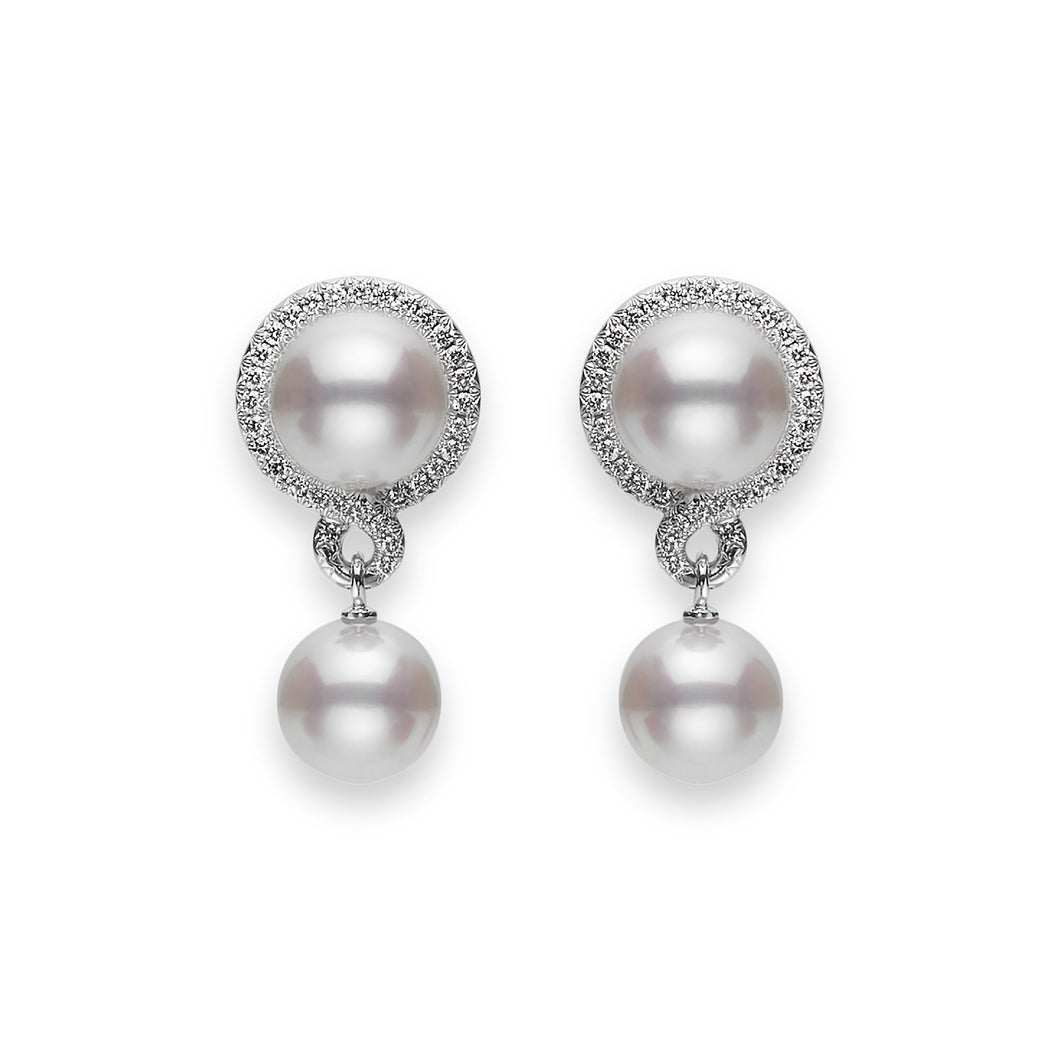 MIKIMOTO Petit Soleil Akoya Cultured Pearl and Diamond Drop Earrings