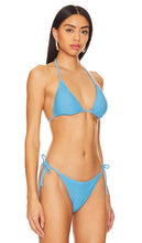 MILLY Cabana Lori Textured Bikini Top in Blue