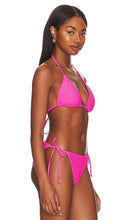 MILLY Cabana Textured Triangle Bikini Top in Fuchsia