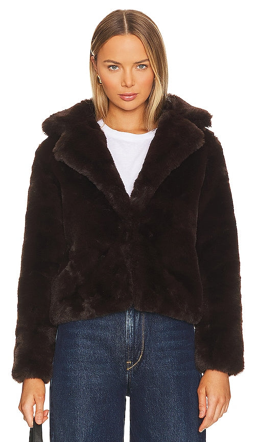 MINKPINK Eva Faux Fur Coat in Chocolate