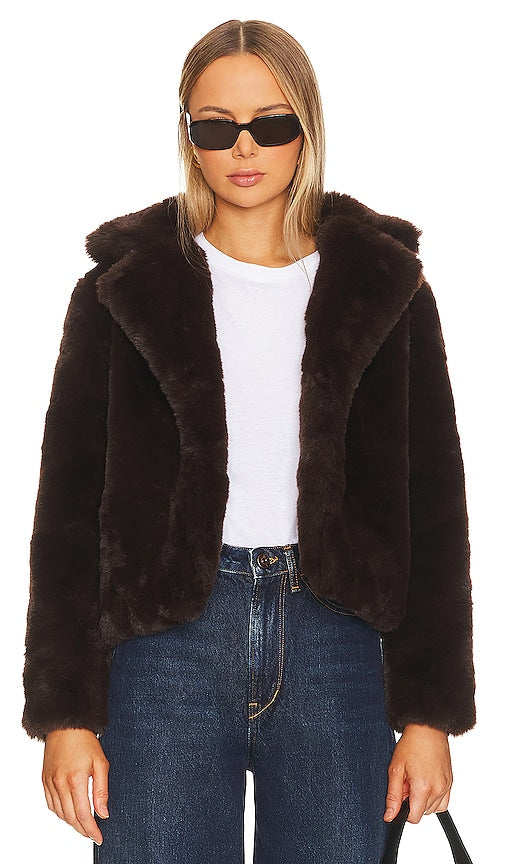 MINKPINK Eva Faux Fur Coat in Chocolate