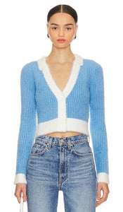 MINKPINK Josephine Knit Cardigan in Blue - MINKPINK Joséphine Cardigan en tricot en bleu - MINKPINK 蓝色约瑟芬针织开衫 - MINKPINK Josephine Strickjacke in Blau - MINKPINK 조세핀 니트 가디건 블루 색상 - MINKPINK Cardigan in maglia Josephine in blu