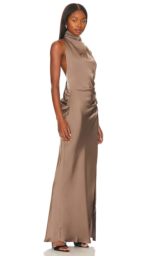 MISHA Constantina Gown in Taupe