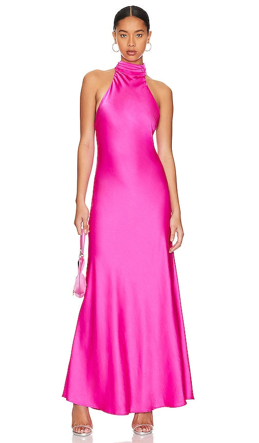 MISHA Evianna Satin Gown in Pink