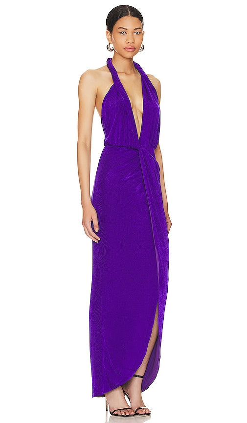 MISHA Venetia Slinky Gown in Purple