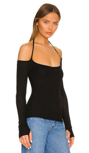 Michael Lauren Dave Halter Neck Top in Black