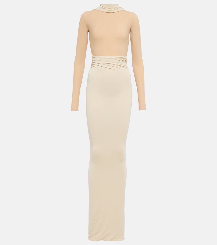 MM6 Maison Margiela Deconstructed jersey maxi dress. MM6 Maison Margiela 解构针织长裙