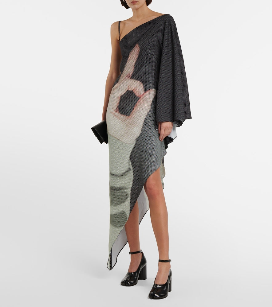 MM6 Maison Margiela Printed one-shoulder midi dress