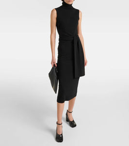 MM6 Maison Margiela Tie-detail wool-blend midi dress