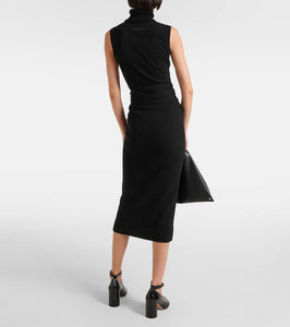 MM6 Maison Margiela Tie-detail wool-blend midi dress