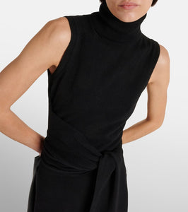 MM6 Maison Margiela Tie-detail wool-blend midi dress