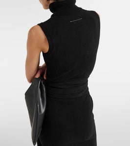 MM6 Maison Margiela Tie-detail wool-blend midi dress