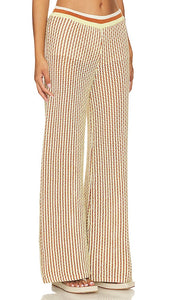 MONROW Crochet Wide Leg Pants in Yellow