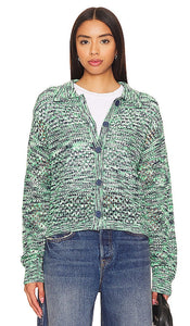 MONROW Space-dye Crochet Cardigan in Green - MONROW Cardigan au crochet teint par espacement en vert - MONROW 绿色段染钩编开衫 - MONROW Space-Dye-Häkel-Cardigan in Grün - MONROW Space-dye 크로셰 가디건그린 ​​색상 - MONROW Cardigan all'uncinetto Space-dye in verde
