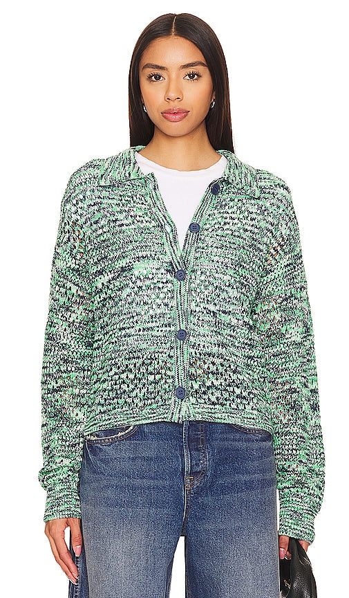 MONROW Space-dye Crochet Cardigan in Green - MONROW Cardigan au crochet teint par espacement en vert - MONROW 绿色段染钩编开衫 - MONROW Space-Dye-Häkel-Cardigan in Grün - MONROW Space-dye 크로셰 가디건그린 ​​색상 - MONROW Cardigan all'uncinetto Space-dye in verde