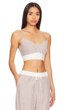 MONROW Stripe Poplin Bralette Top in Beige