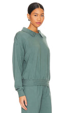 MONROW Supima Fleece Collared Sweatshirt in Green