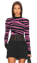 Monse Zebra Cropped Sweater in Pink